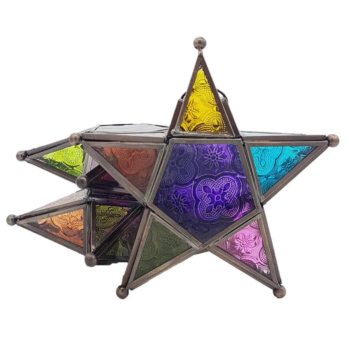 Multi-Coloured Star Tealight Lantern
