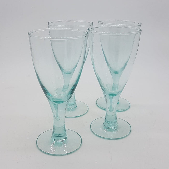 Set of 4 Hand-Blown Recycled Glass Wine Glasses - Two Sizes