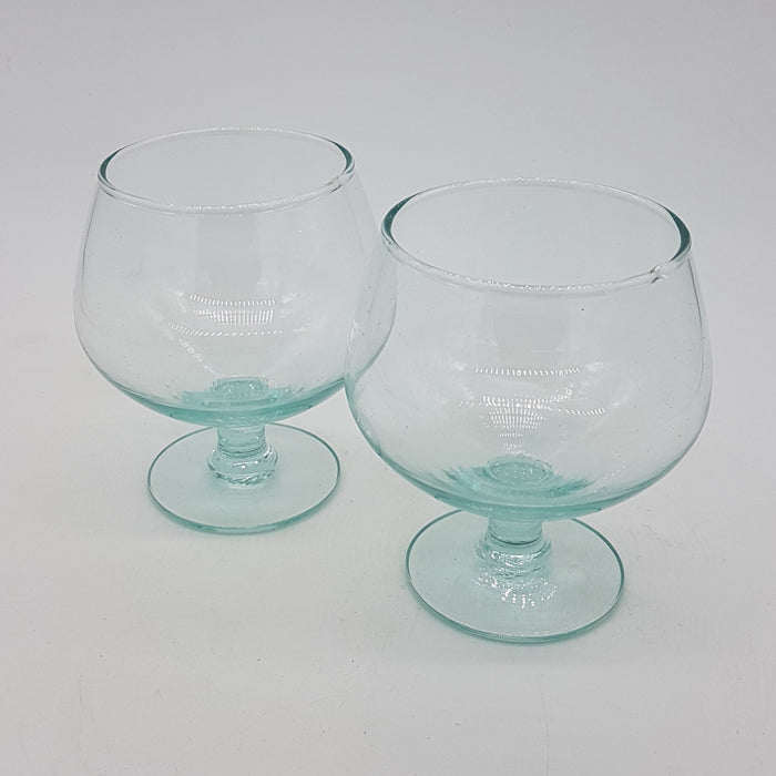 Pair Of Hand-Blown Recycled Glass Brandy Glasses - 400ml
