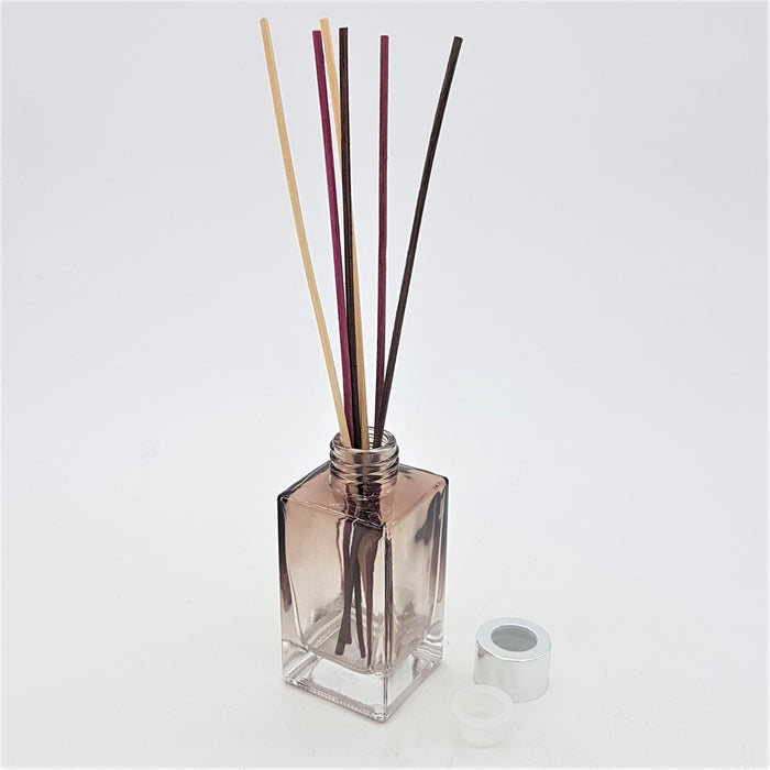 Square Glass Reed Diffuser Bottle With Silver Cap - 100ml Grey