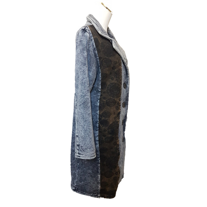 GRINGO FAIR TRADE Grey Fleece-Lined Cotton Jersey Coat