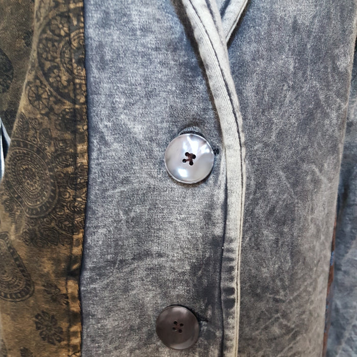 GRINGO FAIR TRADE Grey Fleece-Lined Cotton Jersey Coat