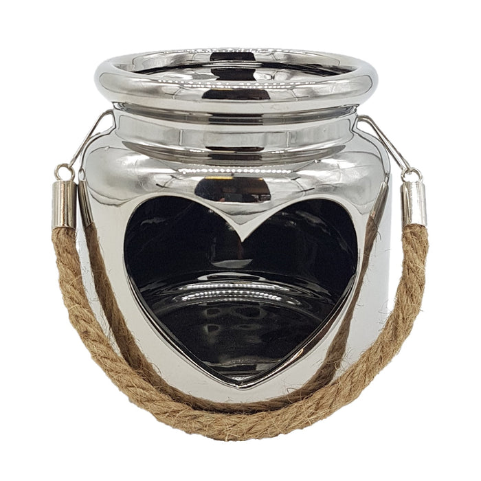 Ceramic HEART Tealight Holder / Wax Melt / Oil Burner - Silver or Grey