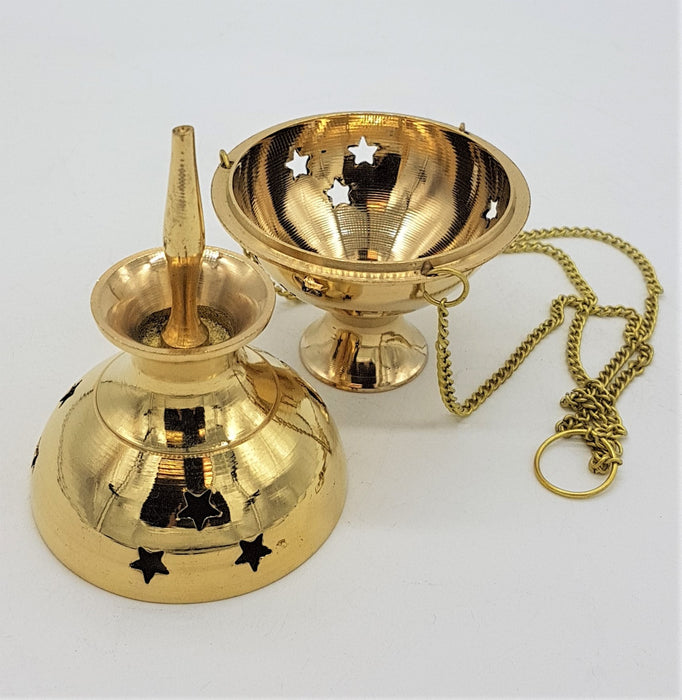 Hanging Brass Incense Burner - For Use With Charcoal and Resin