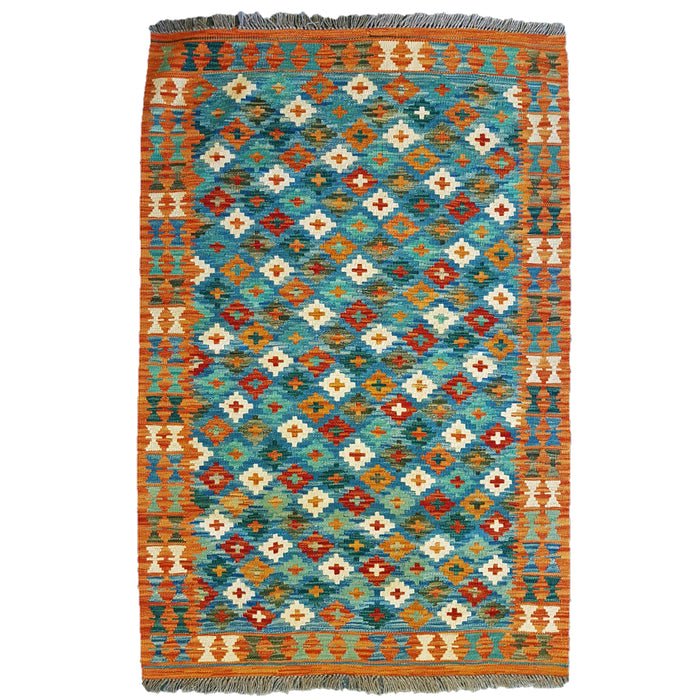 Traditional Afghan Flat-Weave Kilim Rug - 100% Wool (#006)