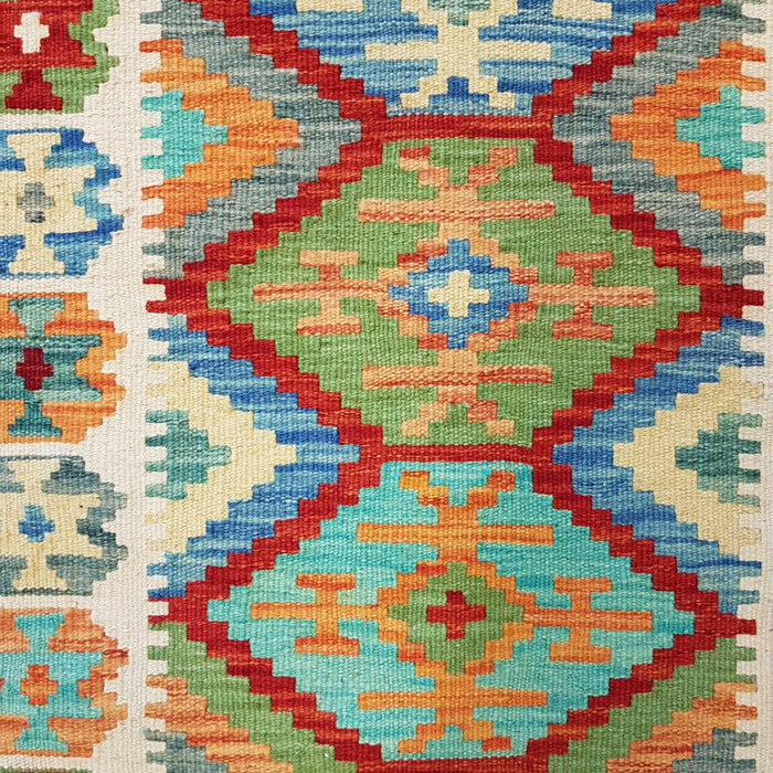 Traditional Afghan Flat-Weave Kilim Runner Rug - 100% Wool (#001R)