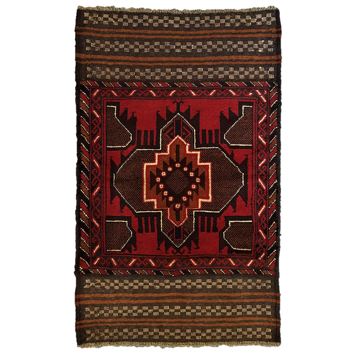 Traditional Afghan Mushwani Rug, Kilim-Ended - 100% Wool (#001M)