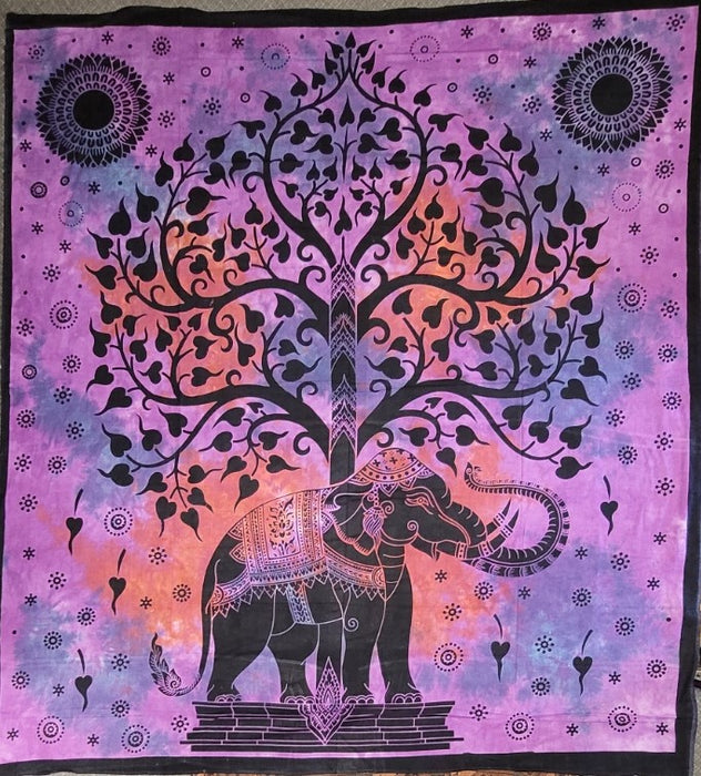 Elephant Tree Wall Hanging / Bed Throw (Double)