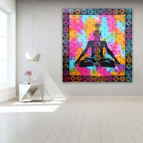 Chakra Buddha Wall Hanging / Bed Throw - Two Sizes