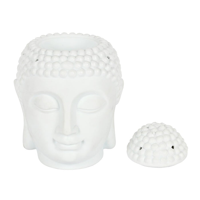 White Ceramic Buddha Head Oil Burner - Two Sizes