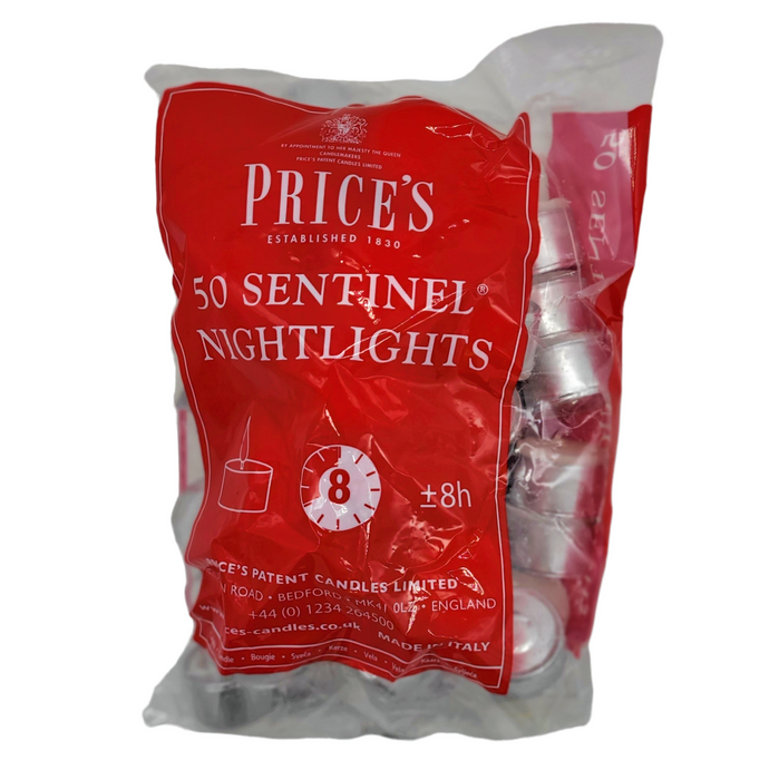 50x PRICE'S Sentinel Nightlights - 8 Hour Tealights