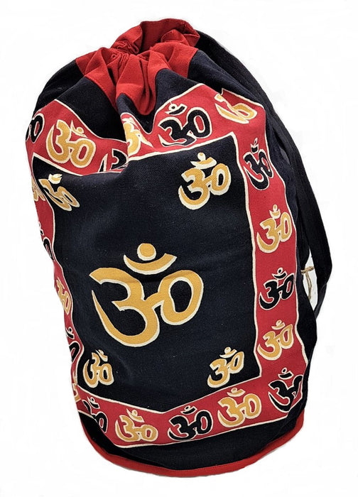 Block-Printed Cotton Duffle Bag with OM Symbol