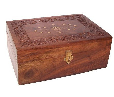 Carved Wooden Aromatherapy Box - holds 24x 10ml bottles