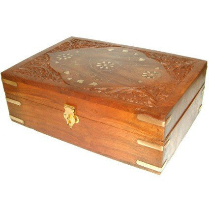 Carved Wooden Aromatherapy Box - holds 24x 10ml bottles