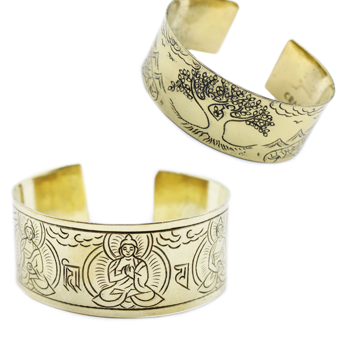 Brass Tibetan Mantra Bracelet - Choice of Two Designs