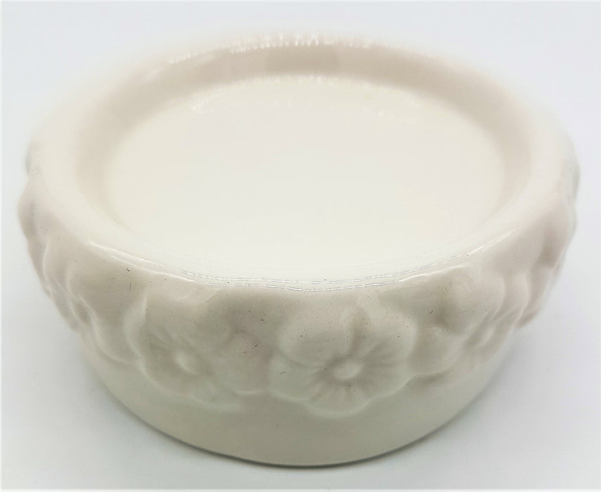 White Ceramic Candle Stand with Flower Design