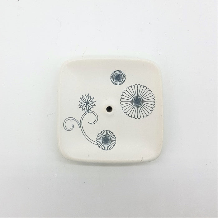White Ceramic Ash Catcher - Flower Design