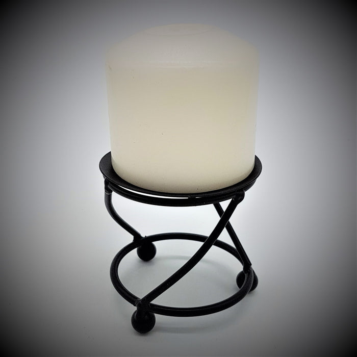 Low Spiral Black Metal Candle Stand - For Pillar / Church Candles