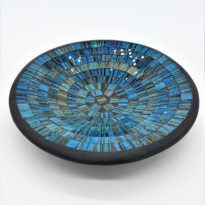Small Mosaic Tile Dish - Blue with Gold Glitter