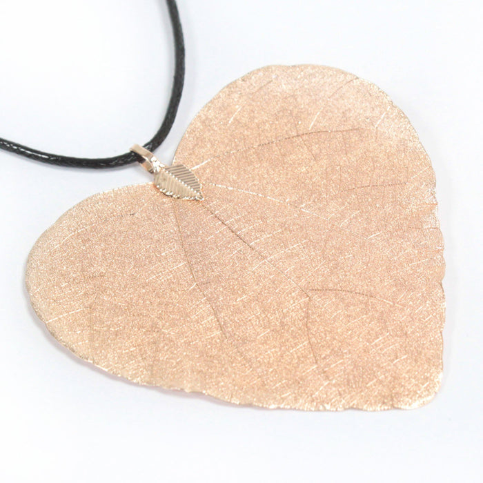 Real Leaf 'HEART' Necklace, Electroplated - Choice of Colours