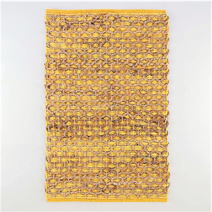 Tile Design Cotton Rag Rug - Yellow