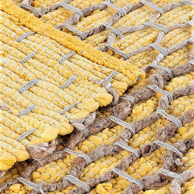 Tile Design Cotton Rag Rug - Yellow