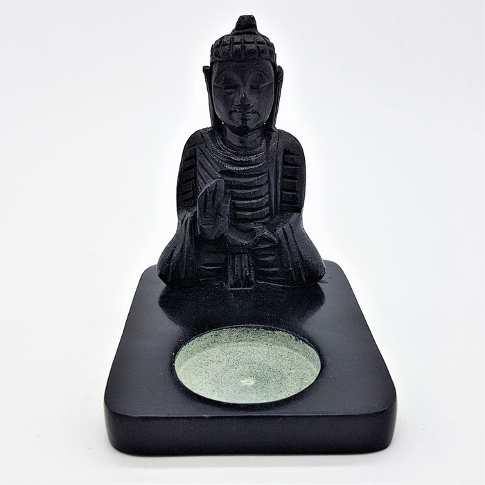 Black Soapstone Tealight Holder - Buddha