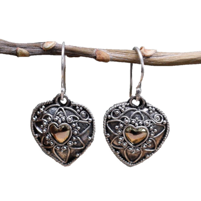 Sterling Silver & 18ct Gold Earrings - Mandala Hearts